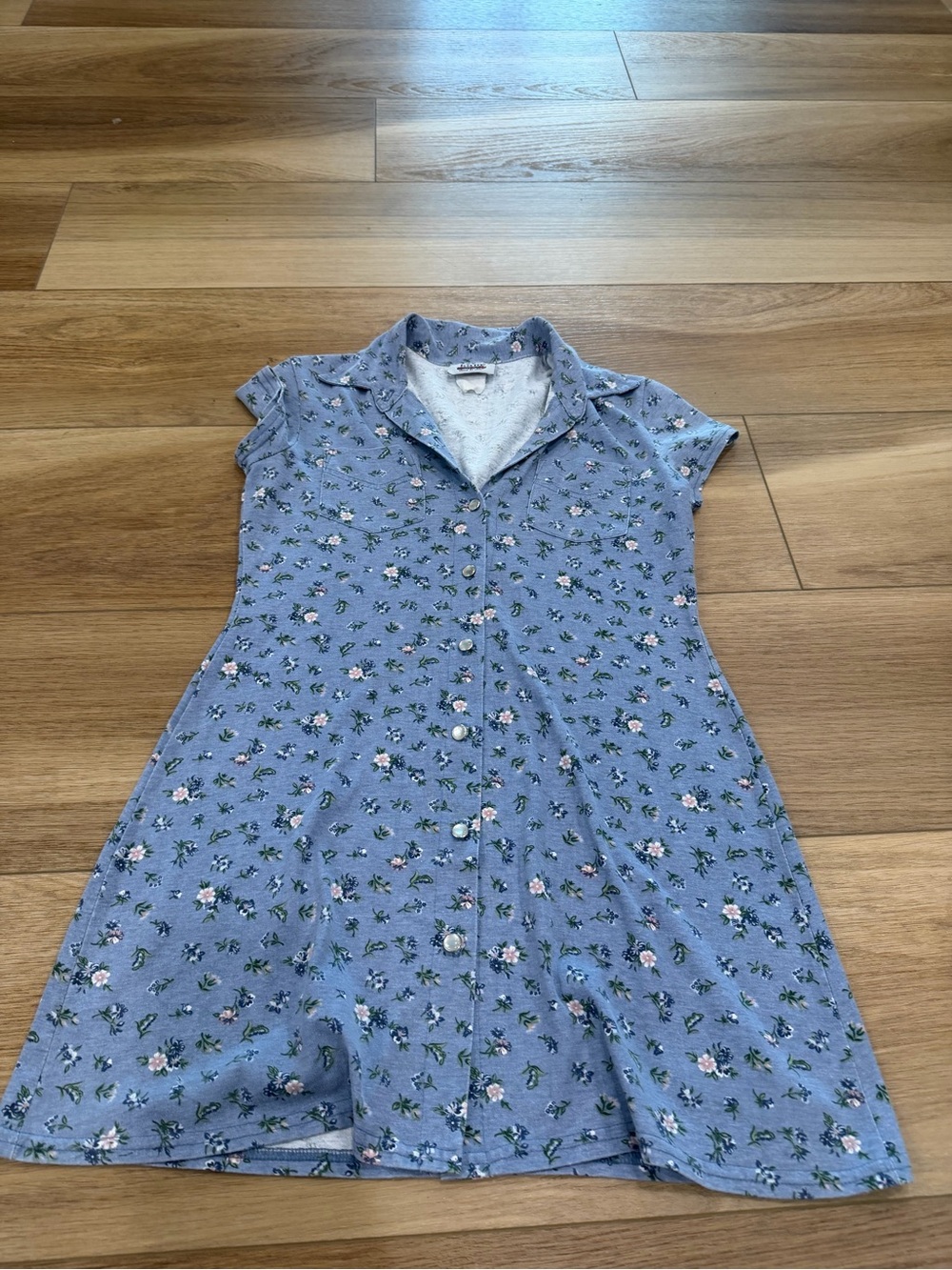 90s Kala Blue Floral Button-Front Dress